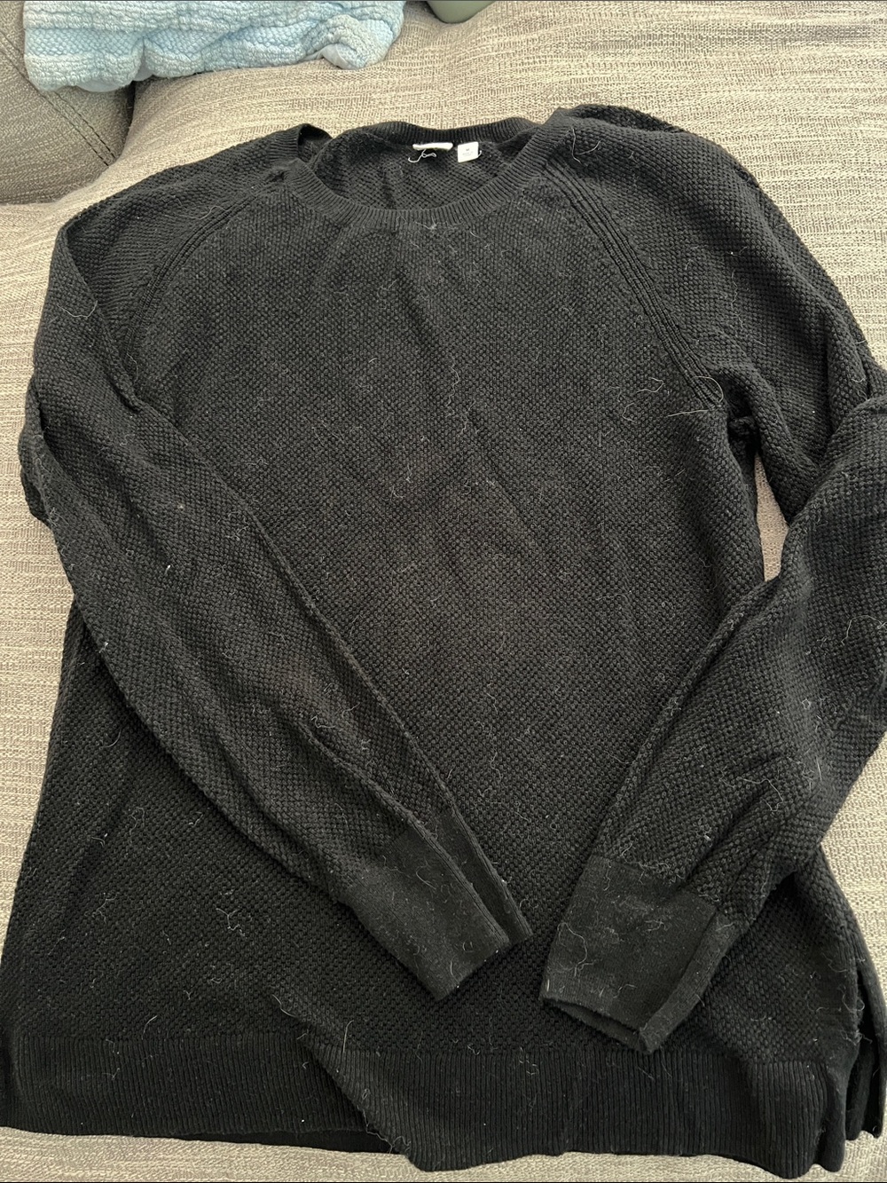 GAP Black Women's Crewneck Textured Knit Sweater